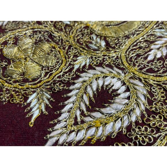 18th Century Embroidered Zardozi Gold Thread Tapestry India Wall Hanging - Picture 6 of 8